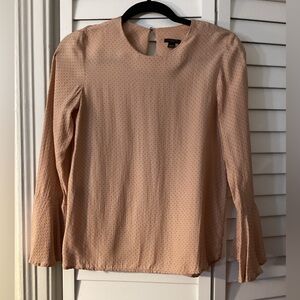 Ann Taylor Petite Women’s Mauve Pink Polka Dot Blouse Long Wide Sleeve Size XS/P